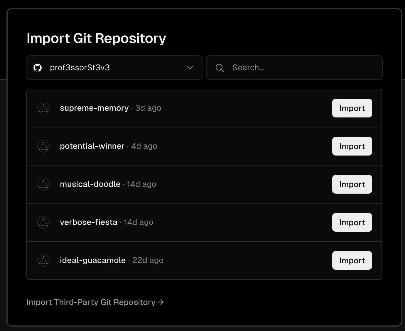 Import list